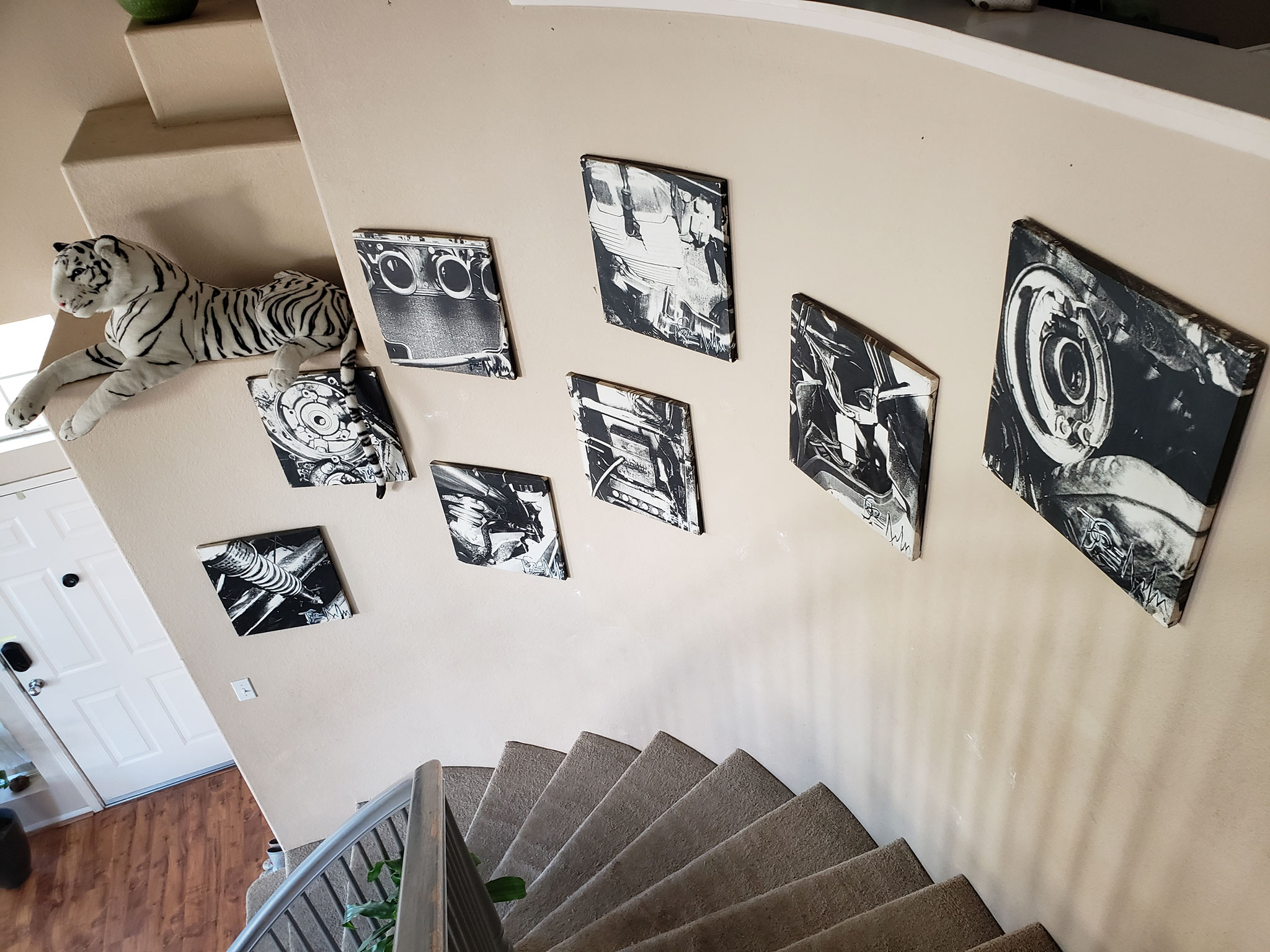 Motorcycle Innards Series: installation on a curved wall