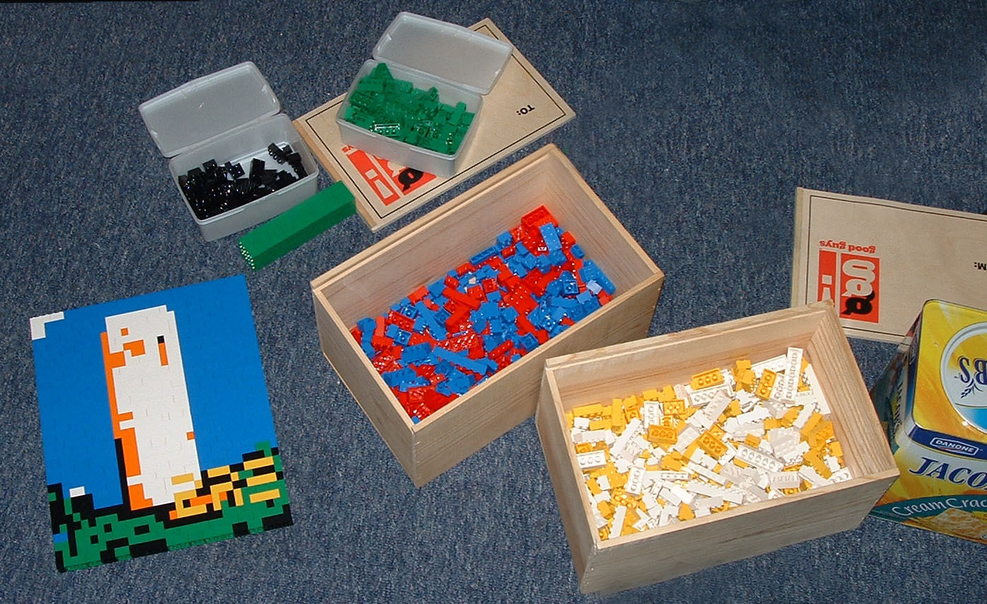 Boxes of LEGO bricks
