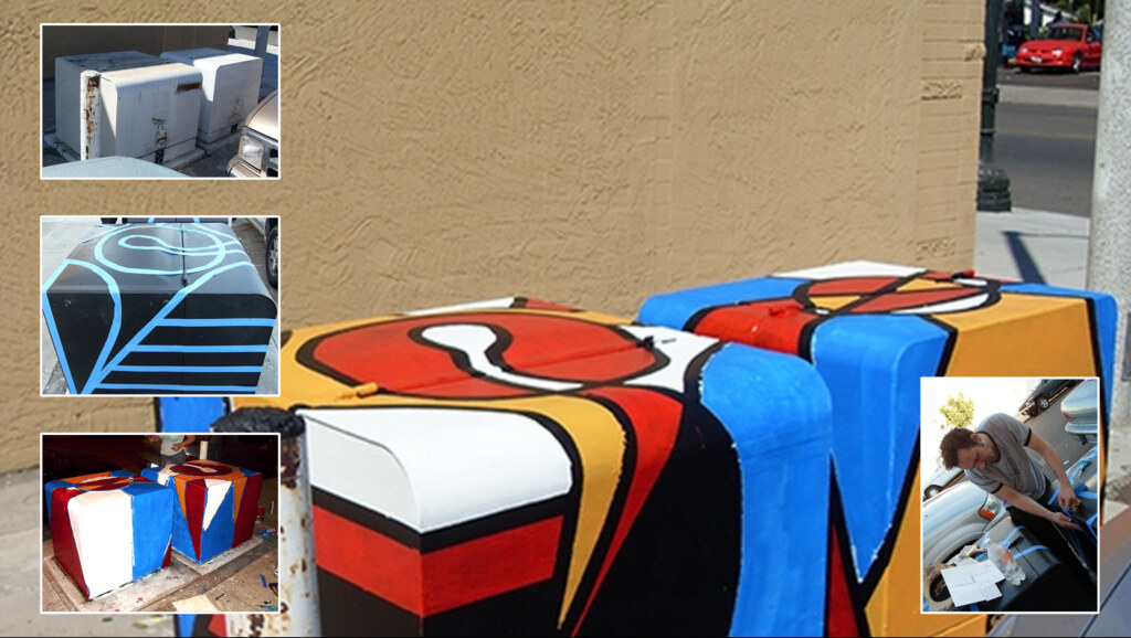 Abstract geometric cafe mural