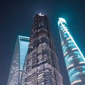 View of tall buildings in downtown Shanghai